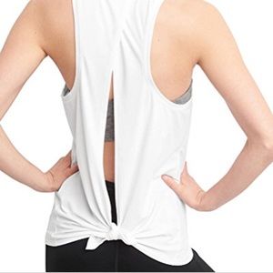 2 Open back work out casual tan top White blue
